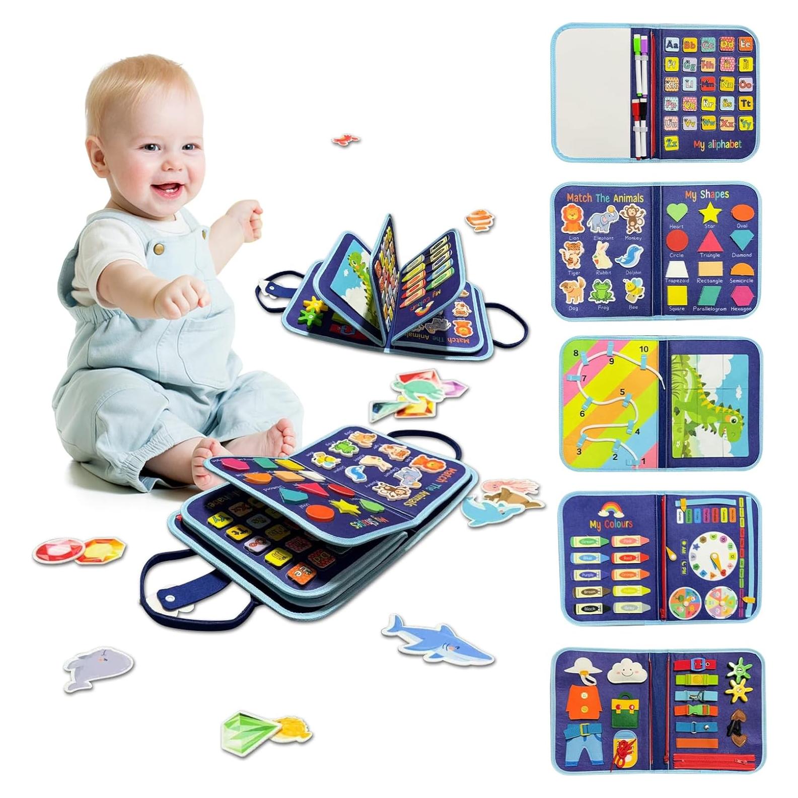 Tablero Ocupado Montessori Azul - Juguete Sensorial para Niños