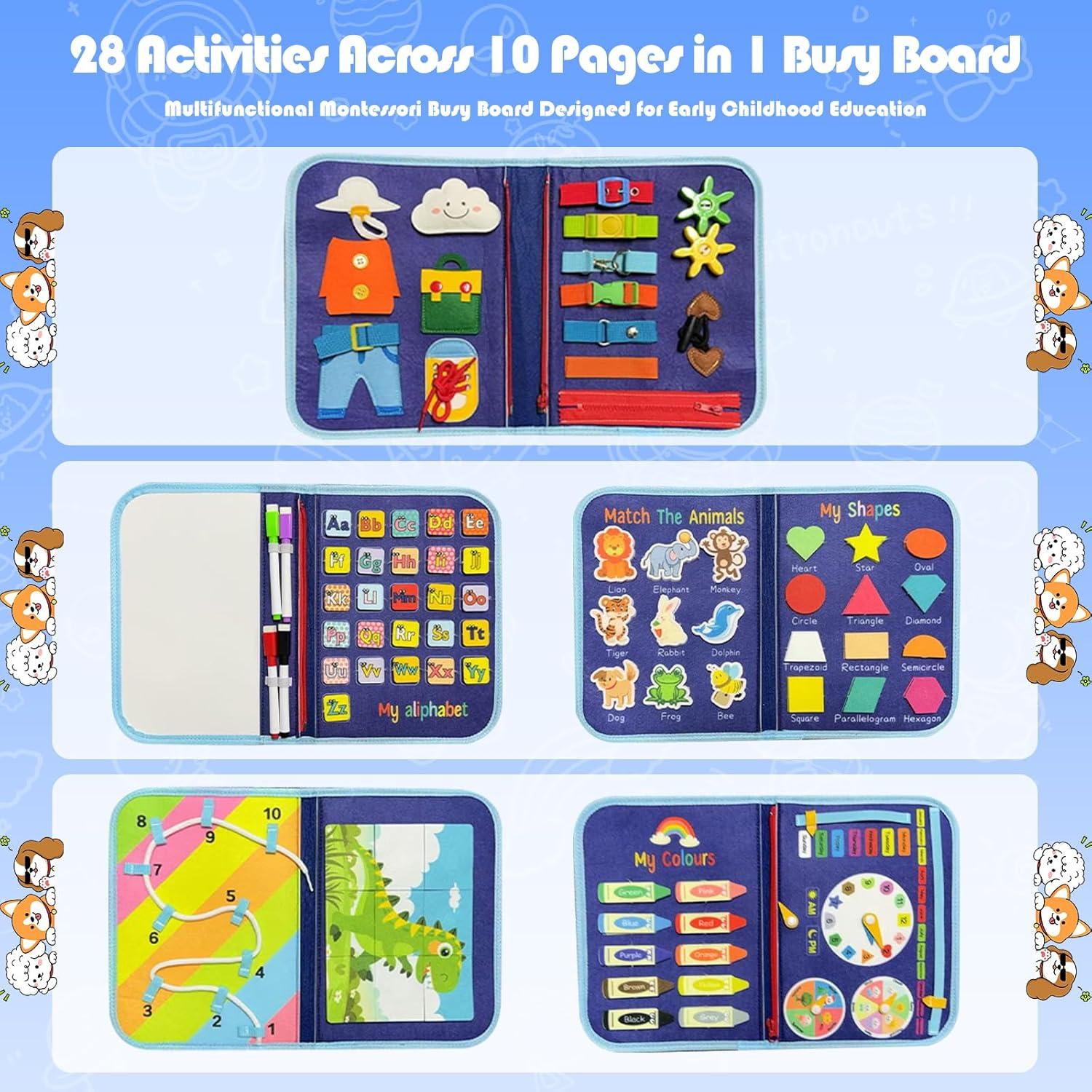 Tablero Ocupado Montessori Azul - Juguete Sensorial para Niños