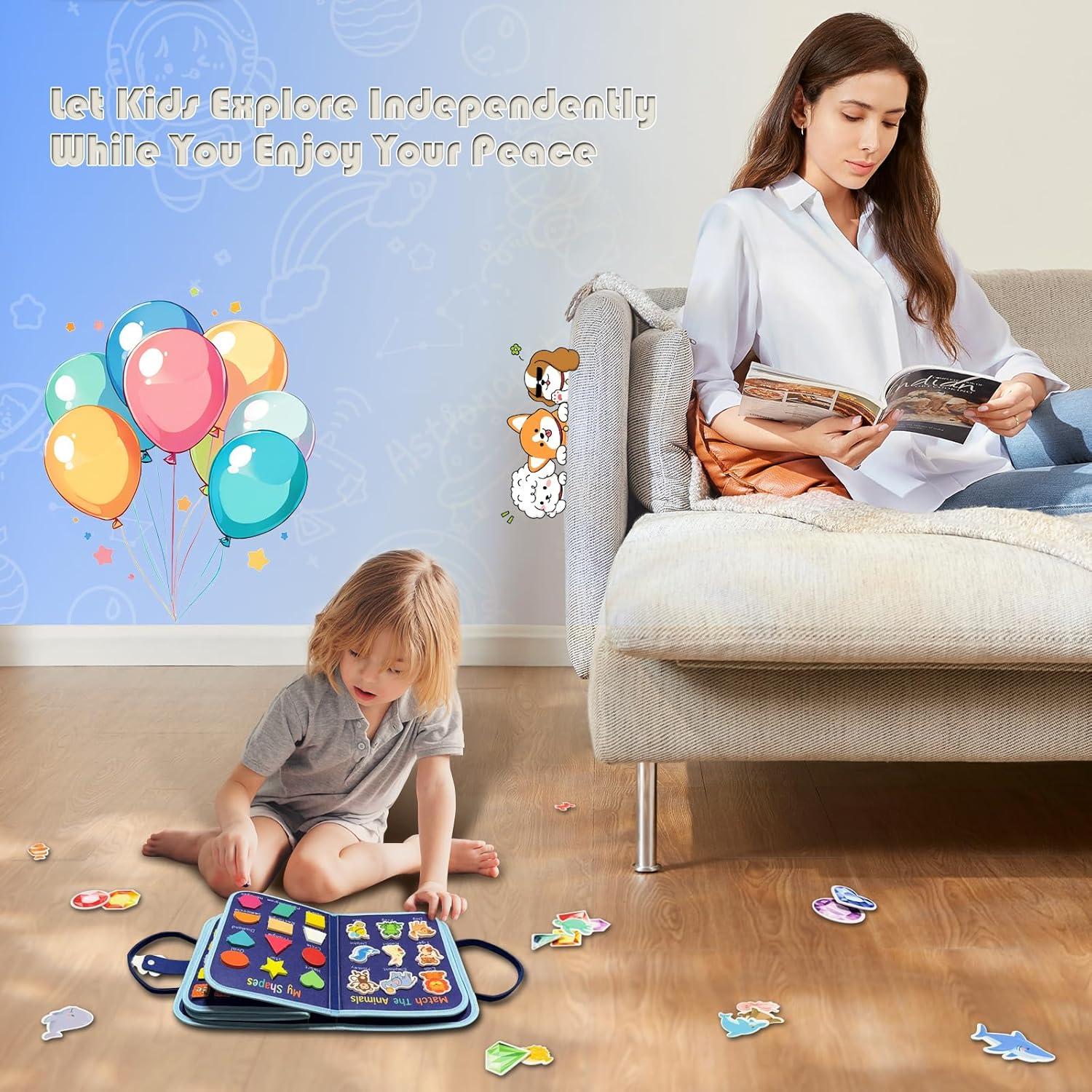 Tablero Ocupado Montessori Azul - Juguete Sensorial para Niños