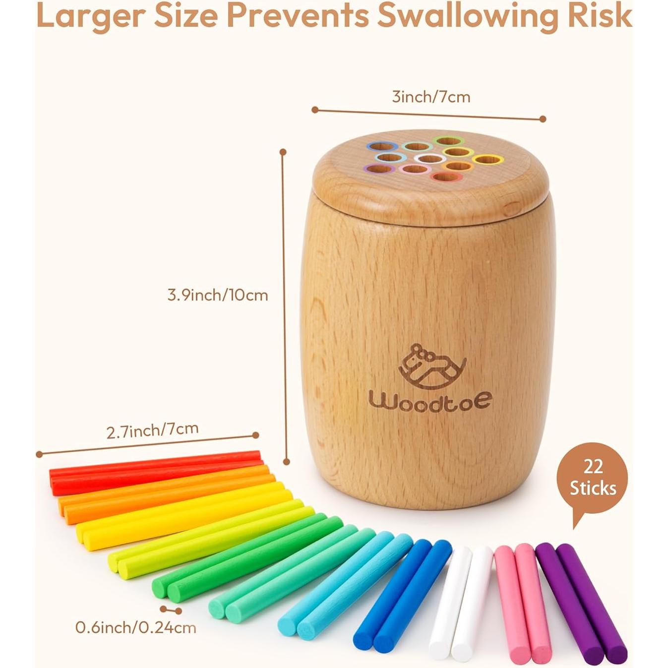 Juguete Montessori de Clasificación de Colores Woodtoe - 11 Palos