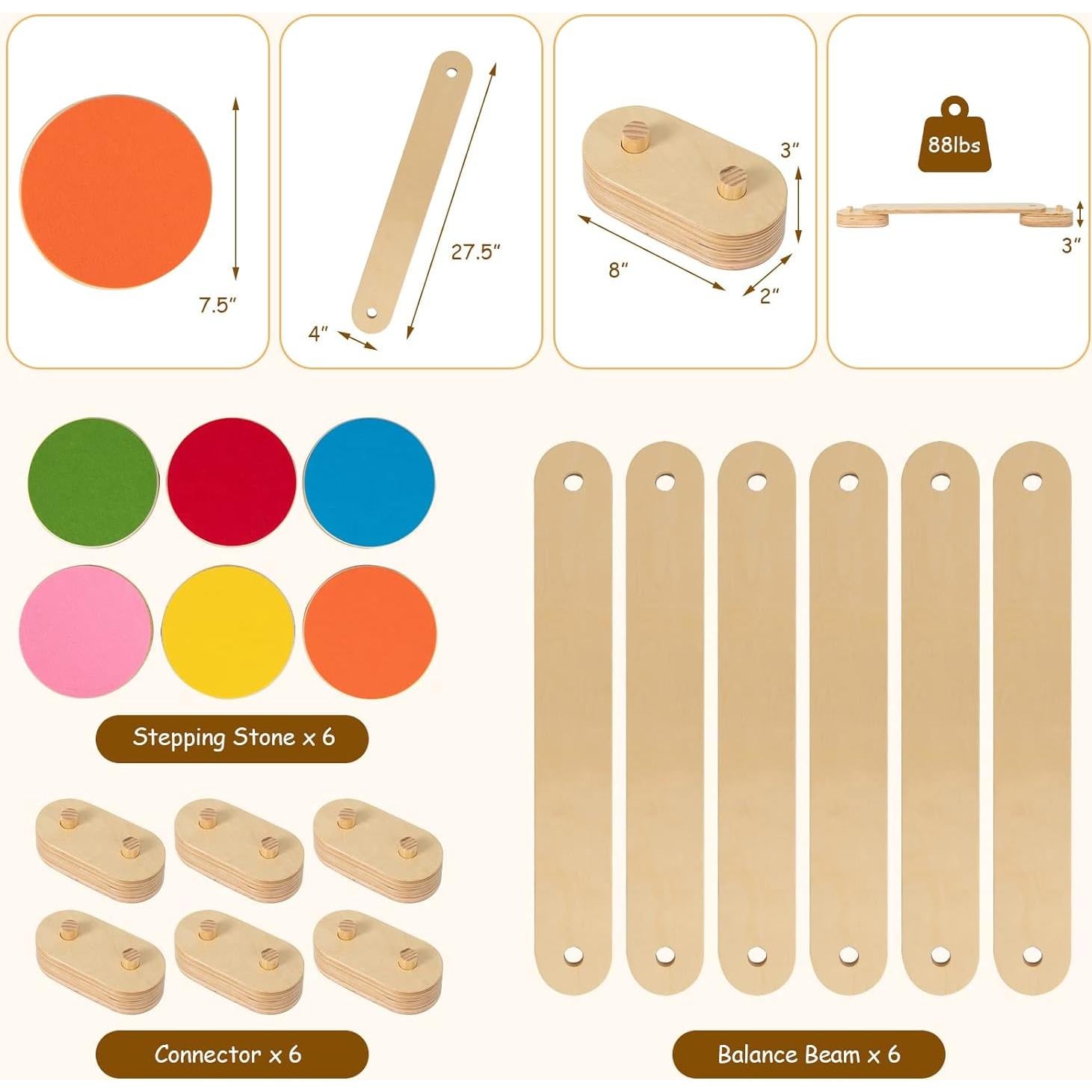 Juego de equilibrio INFANS 20 PCS Madera Antideslizante