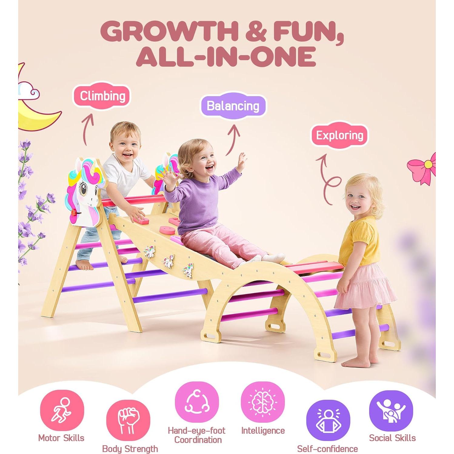 Conjunto Triángulo Pikler Philnas 11 en 1 para Niños 18 meses a 7 años