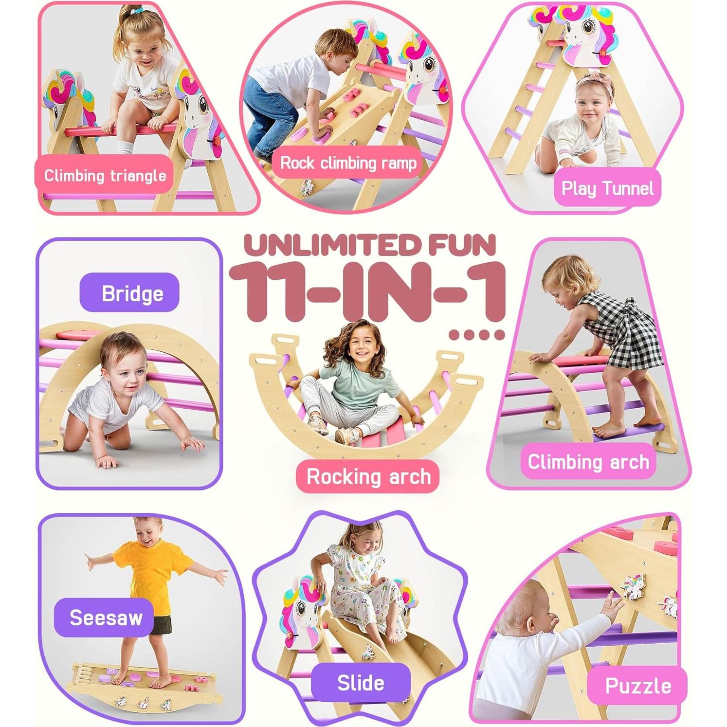 Conjunto Triángulo Pikler Philnas 11 en 1 para Niños 18 meses a 7 años