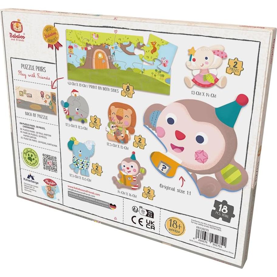 Puzzles Educativos Bababoo 18 Piezas para Niños 18+ Meses