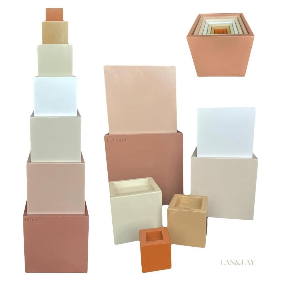 Bloques de Apilamiento de Madera LAN&LAY para Niños 1-3 Años