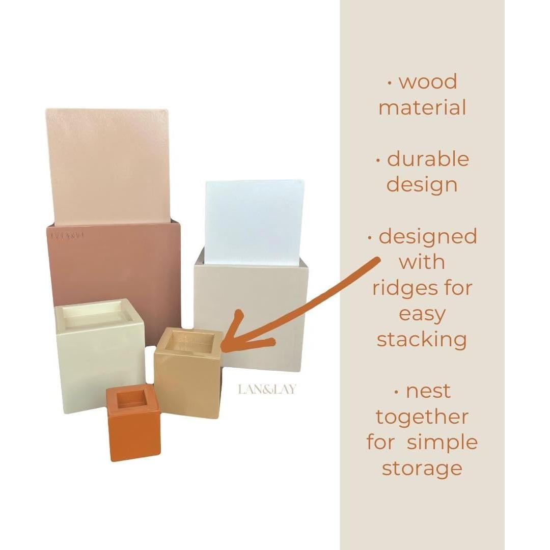 Bloques de Apilamiento de Madera LAN&LAY para Niños 1-3 Años