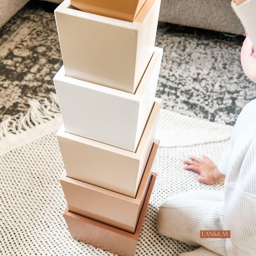 Bloques de Apilamiento de Madera LAN&LAY para Niños 1-3 Años
