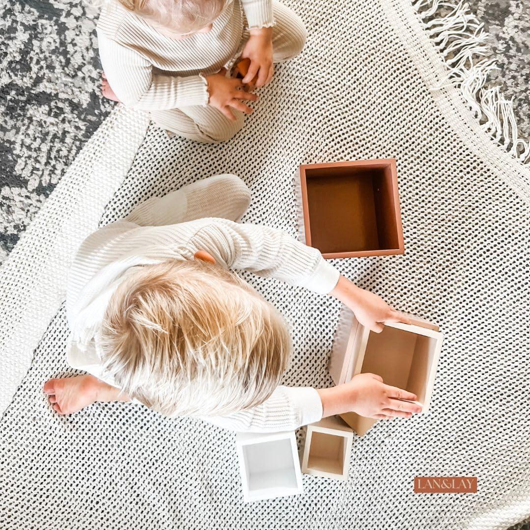 Bloques de Apilamiento de Madera LAN&LAY para Niños 1-3 Años
