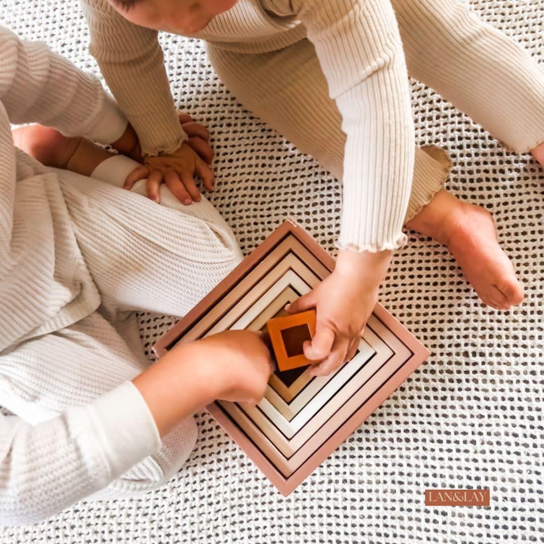 Bloques de Apilamiento de Madera LAN&LAY para Niños 1-3 Años