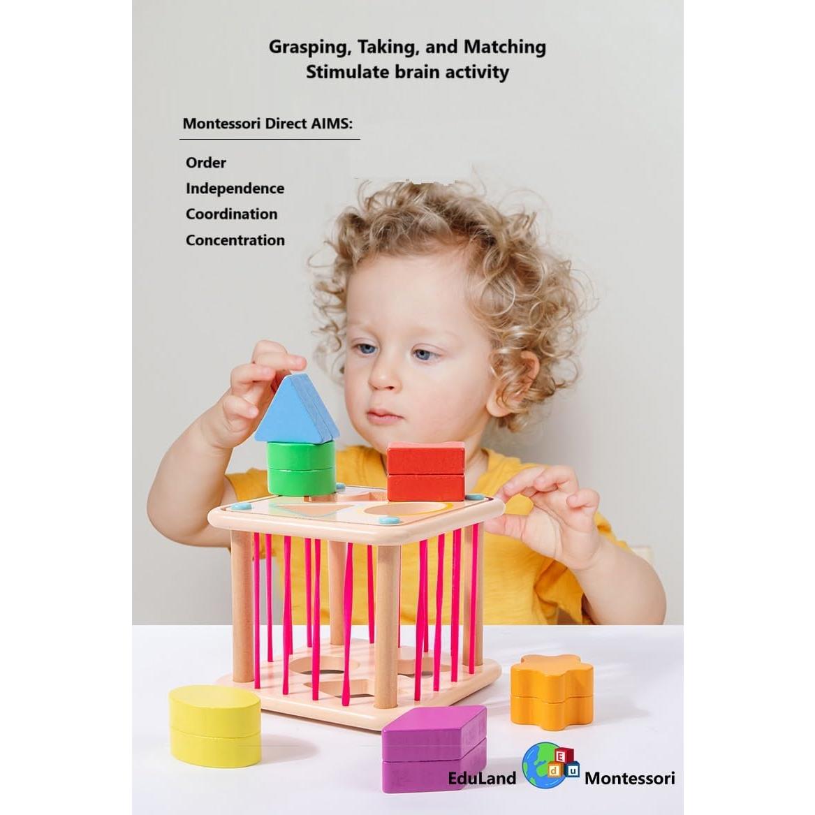 Juguete Montessori de Madera EduLand - Cubo Clasificador de Formas 6pcs