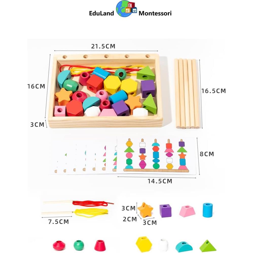 Bloques de Madera Montessori EduLand para Niños 3-6 Años