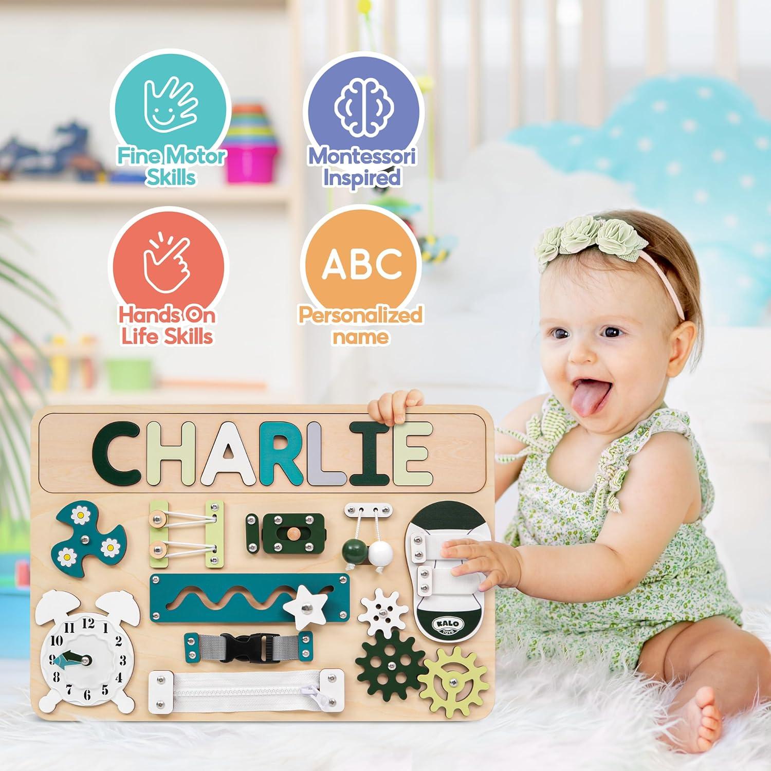 Tablero Ocupado Montessori de Madera Verde para Niños