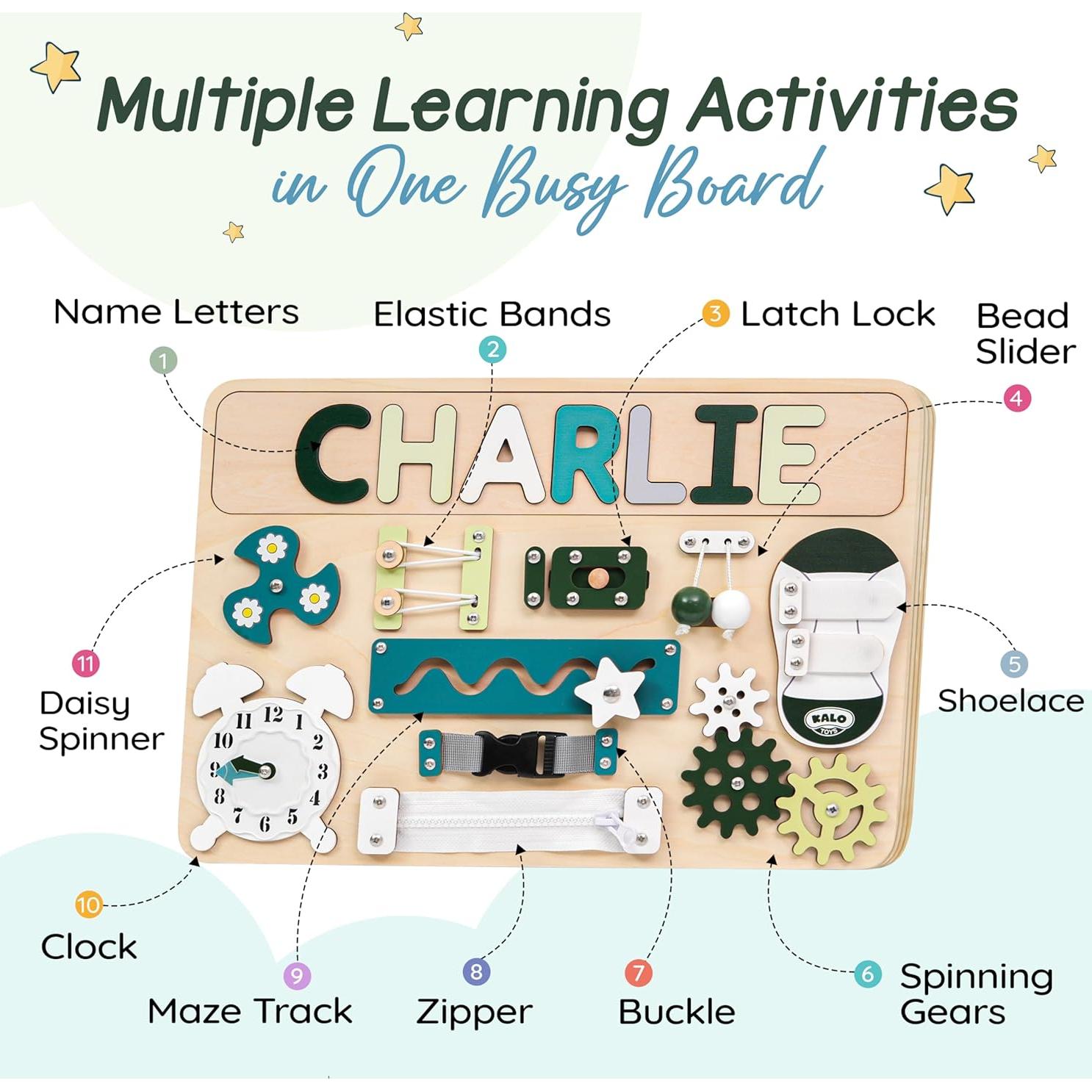 Tablero Ocupado Montessori de Madera Verde para Niños