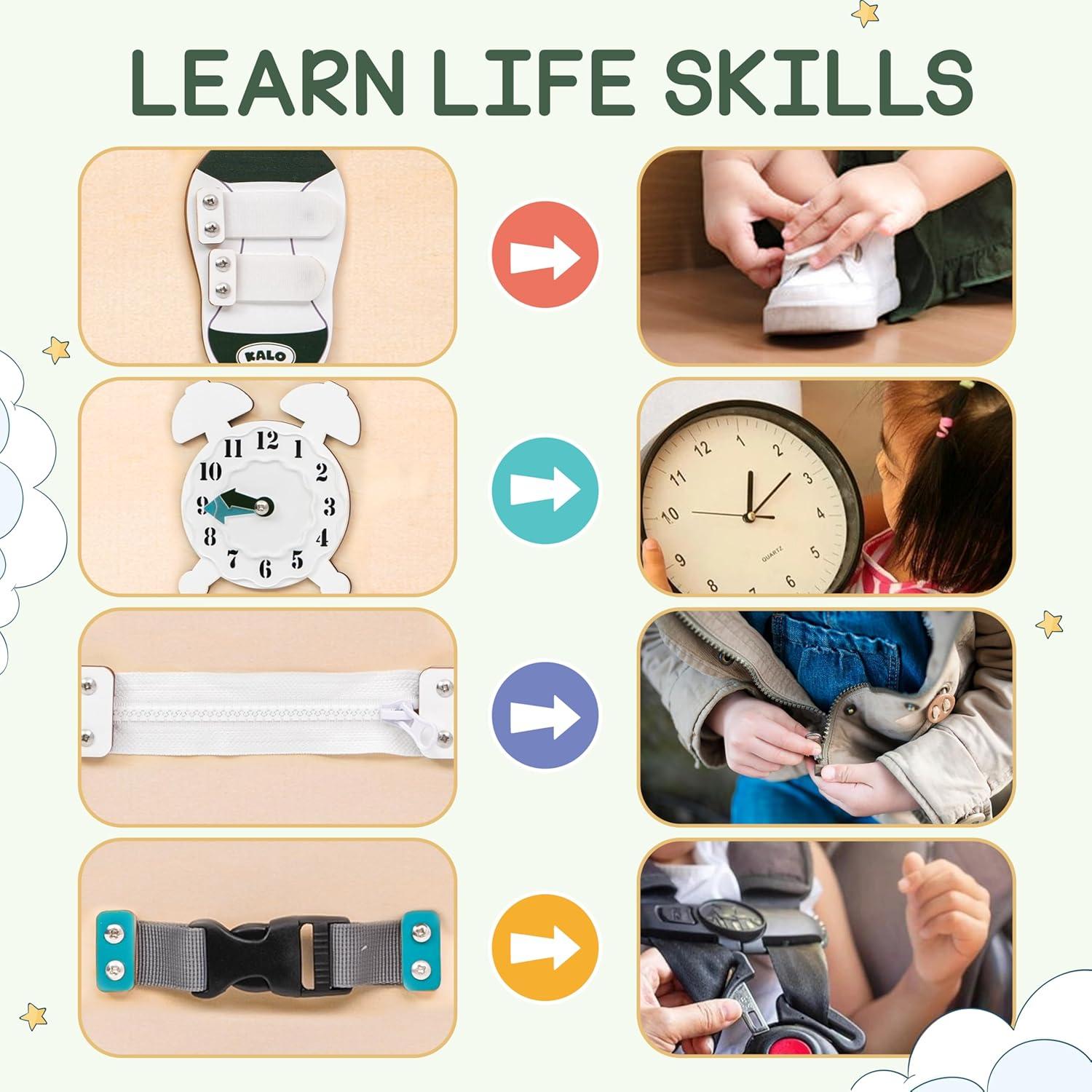 Tablero Ocupado Montessori de Madera Verde para Niños