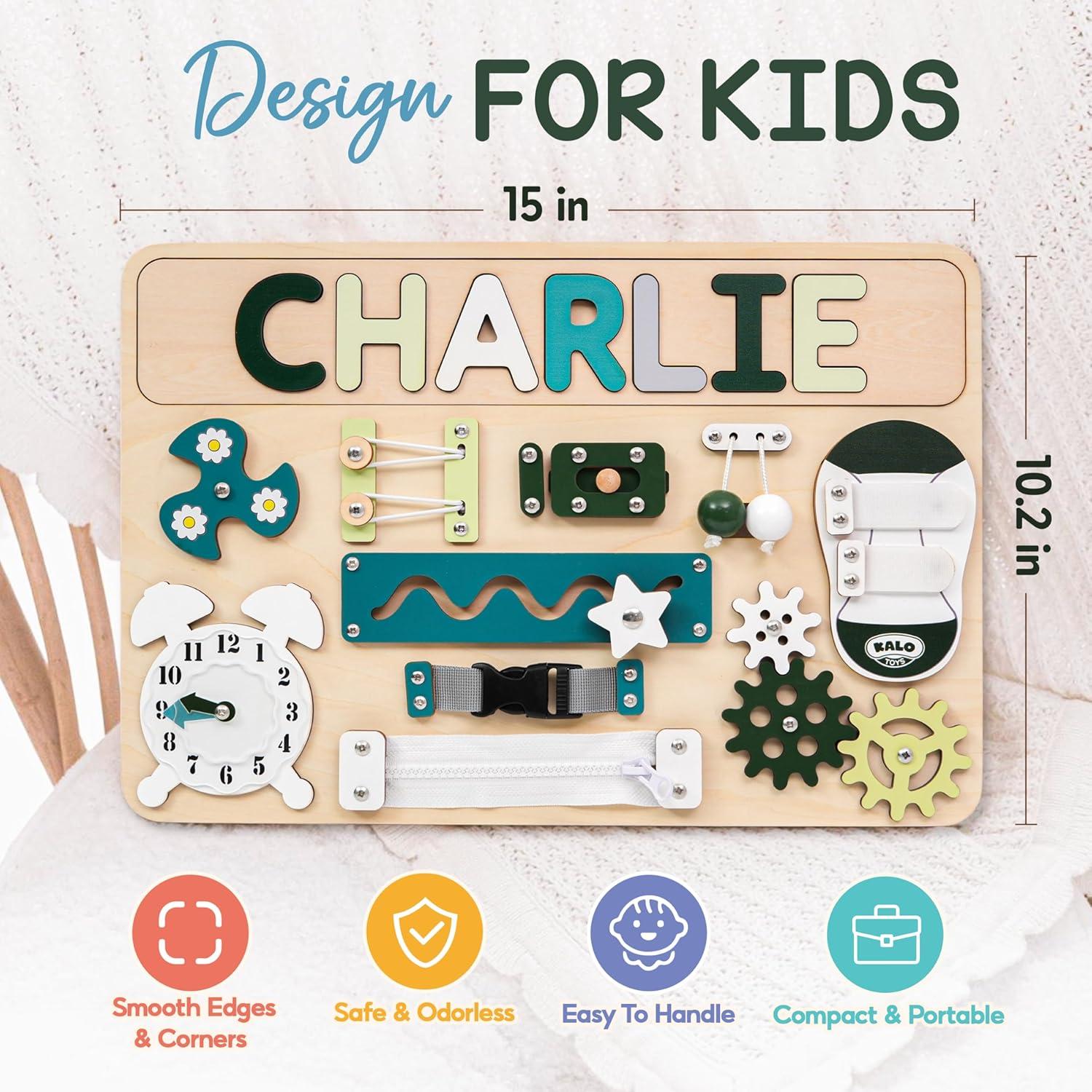 Tablero Ocupado Montessori de Madera Verde para Niños