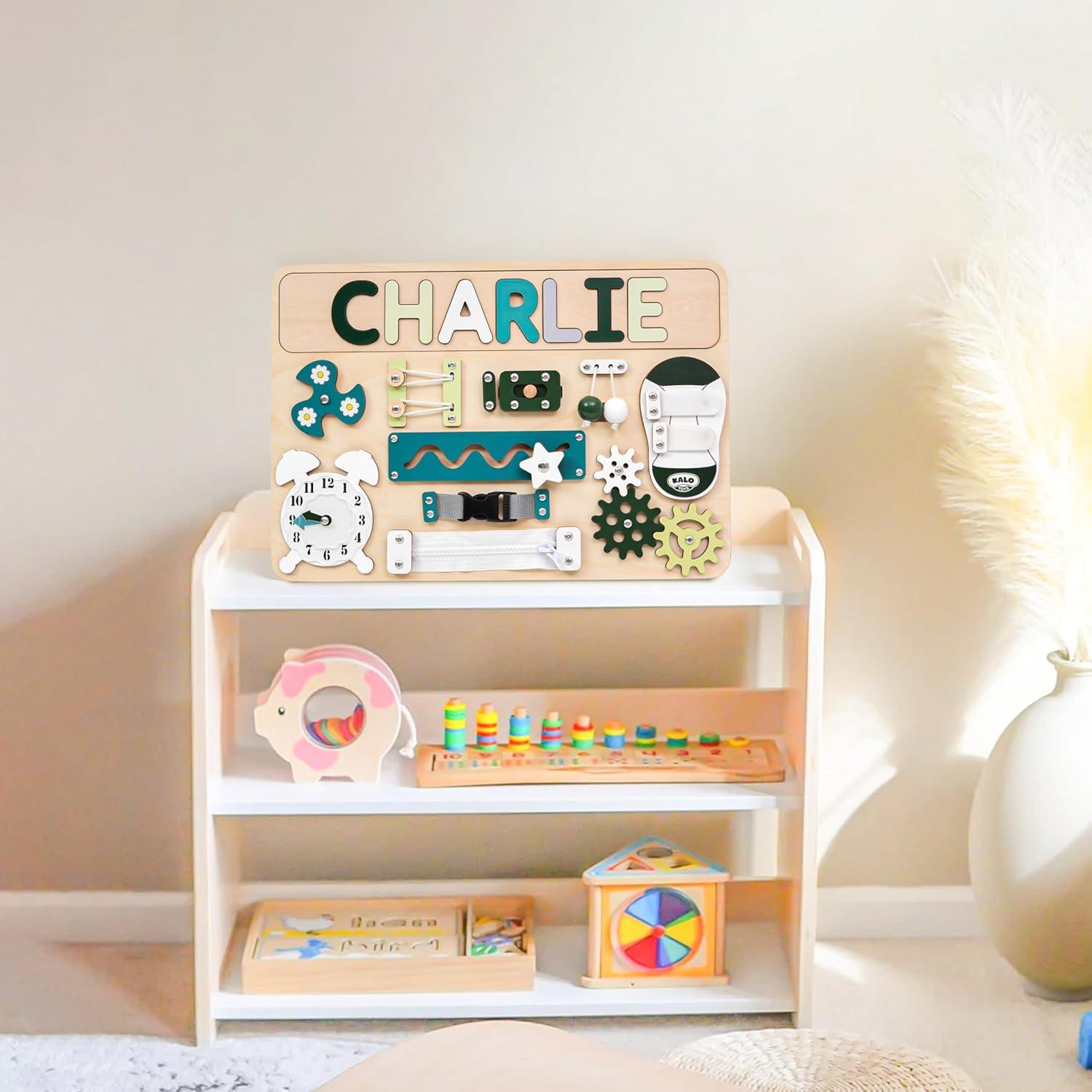 Tablero Ocupado Montessori de Madera Verde para Niños