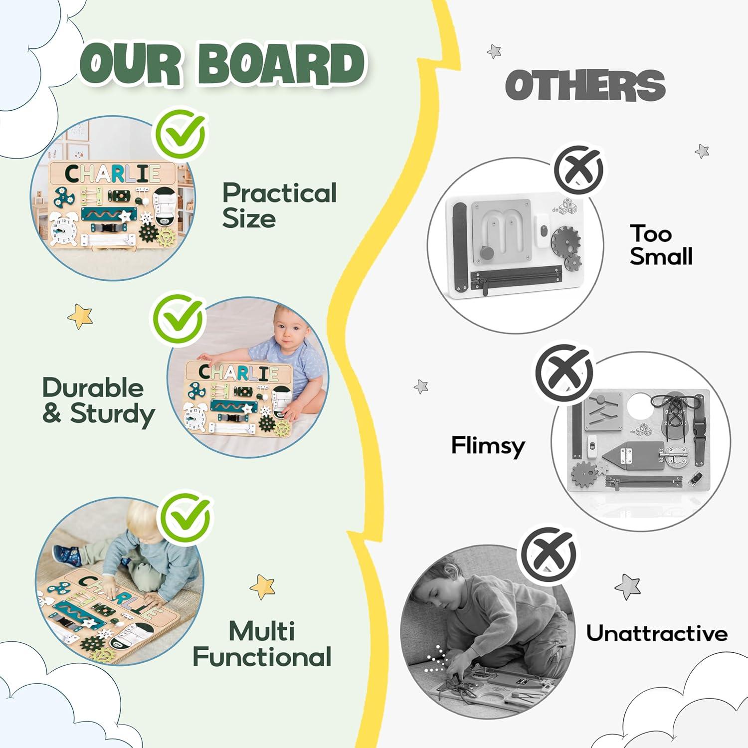 Tablero Ocupado Montessori de Madera Verde para Niños