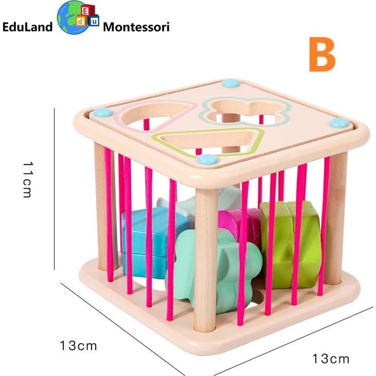 Cubo Clasificador de Formas Geométricas de Madera EduLand Montessori - 6 Piezas
