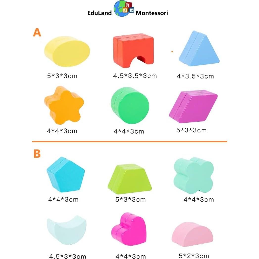 Cubo Clasificador de Formas Geométricas de Madera EduLand Montessori - 6 Piezas