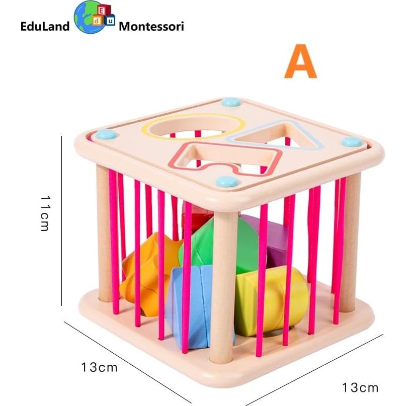 Cubo Clasificador de Formas Geométricas de Madera EduLand Montessori - 6 Piezas