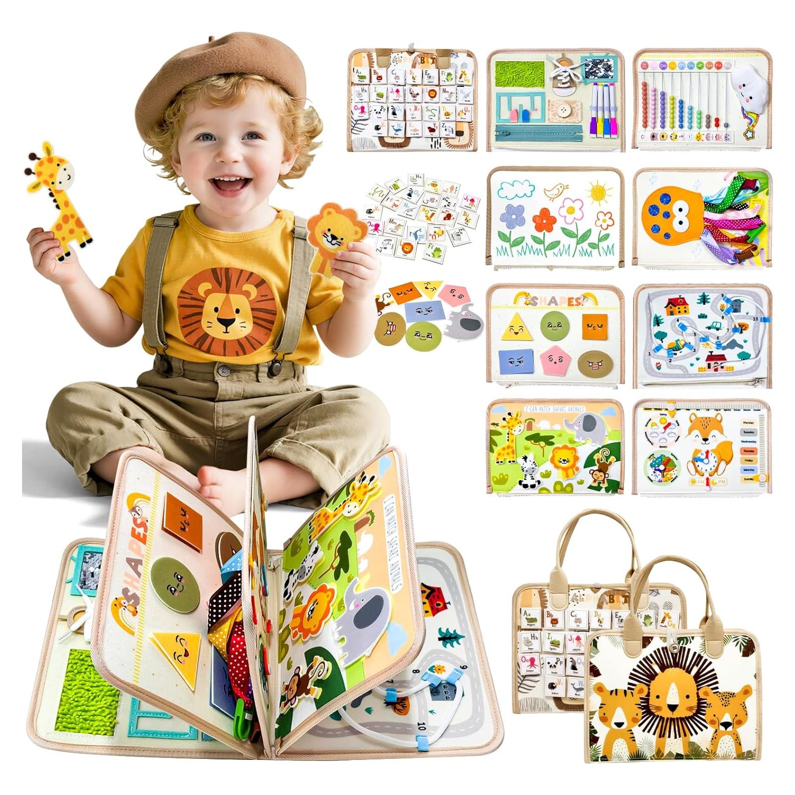 Tablero Ocupado Montessori Aurasys 9-en-1 para Niños 1-5 Años