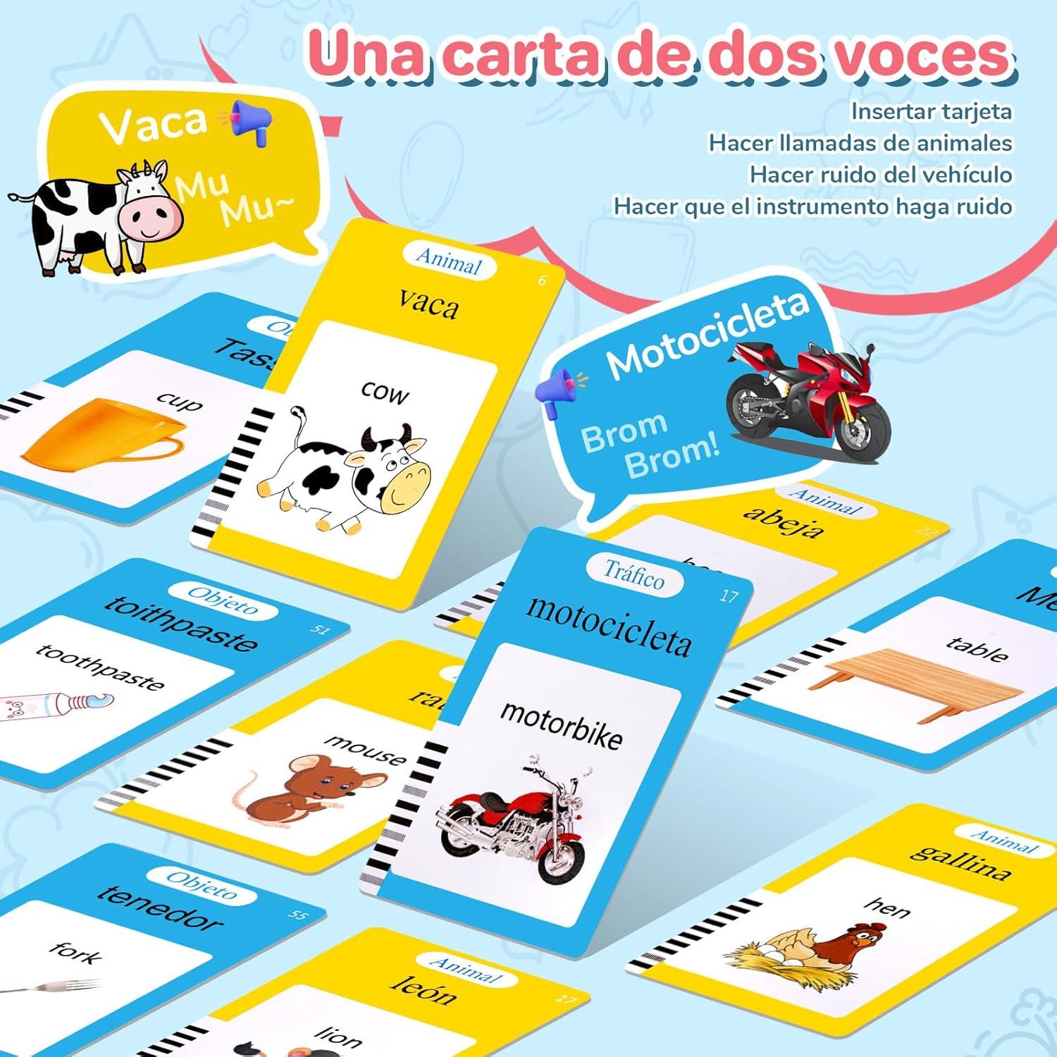 Tarjetas de Flash Educativas AHJ en Español e Inglés 510 Palabras