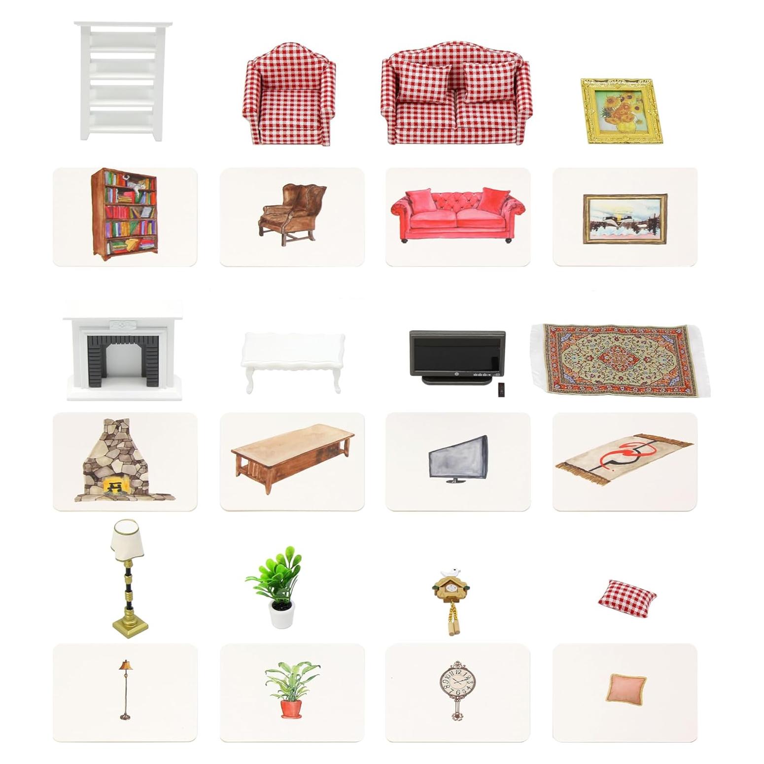 Materiales de Lenguaje Montessori 12pcs Objetos y Tarjetas