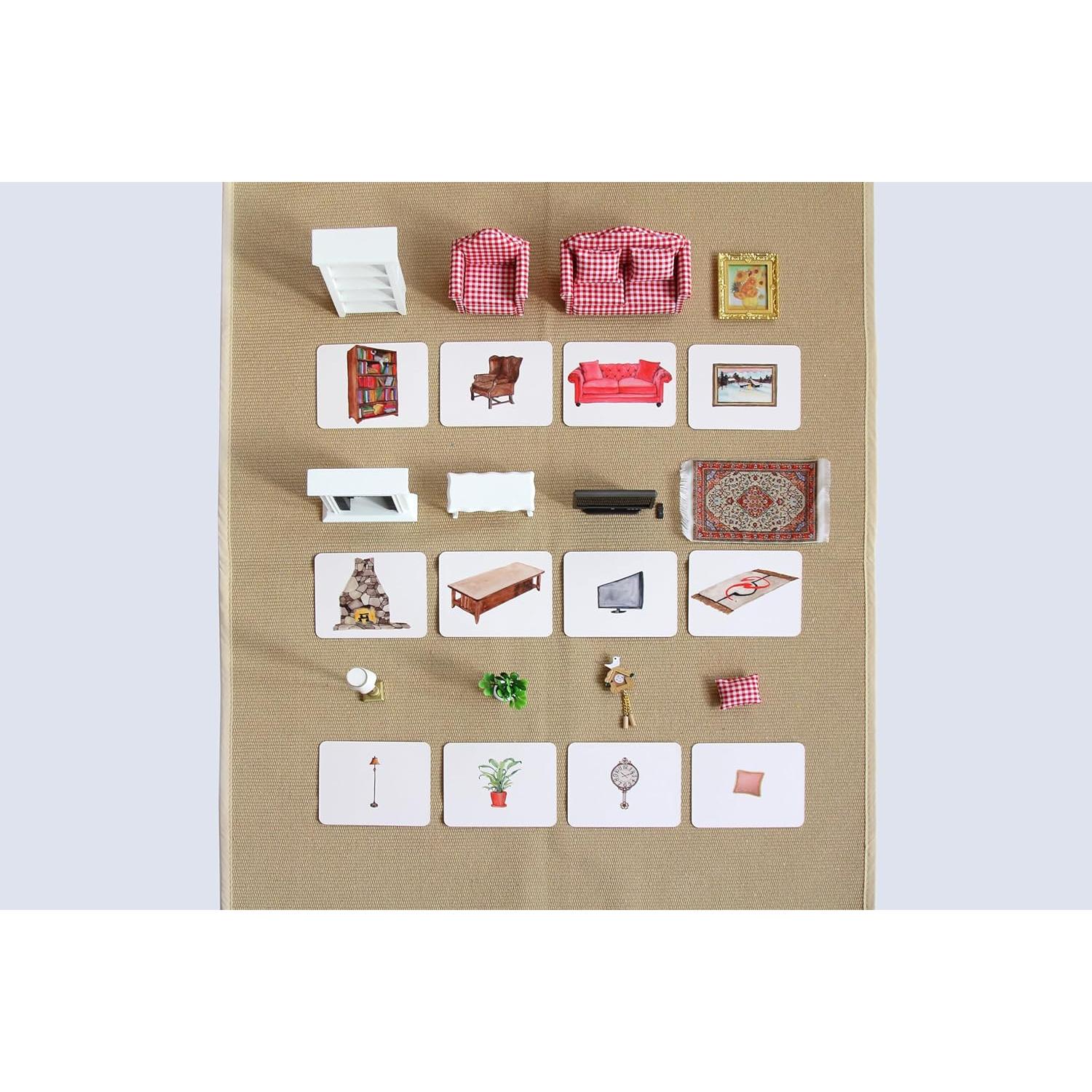 Materiales de Lenguaje Montessori 12pcs Objetos y Tarjetas