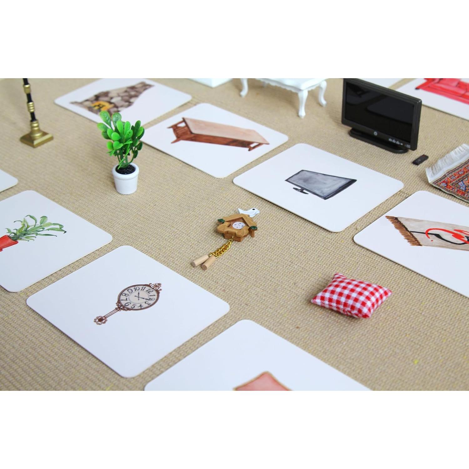 Materiales de Lenguaje Montessori 12pcs Objetos y Tarjetas