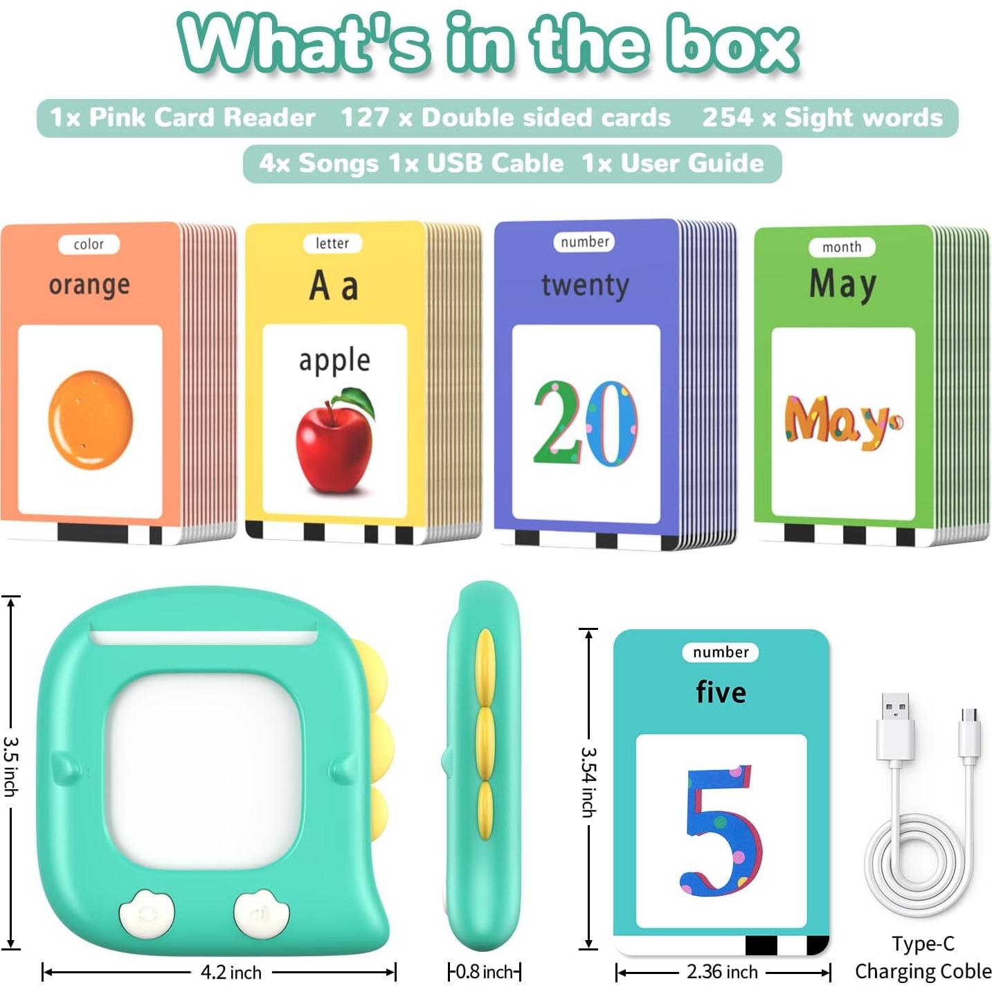 Tarjetas Habladoras Kidzdo 254 Palabras Verde Juguete Educativo