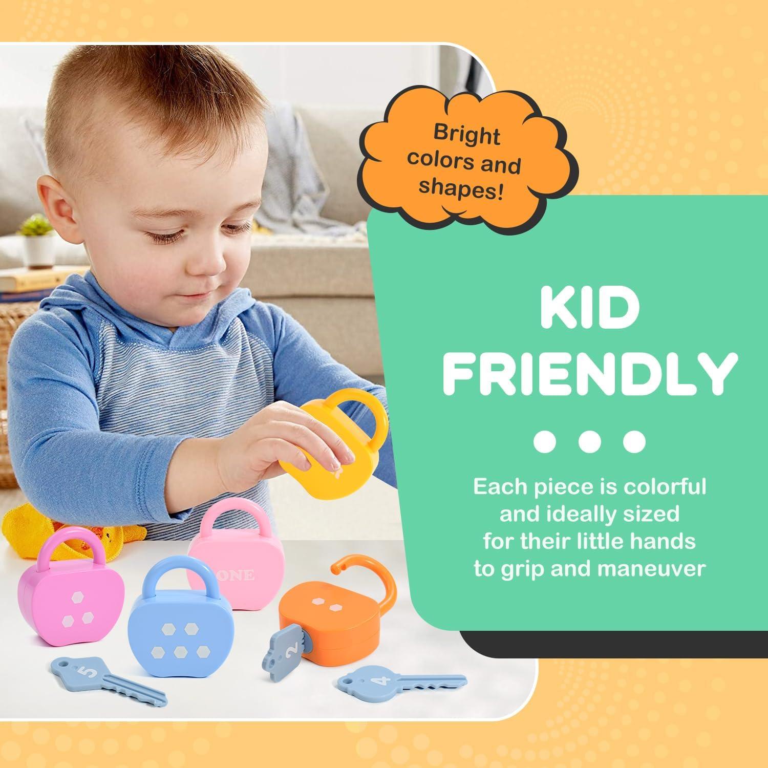 Juguete de Causa y Efecto GEERAY - Set de Cerraduras y Llaves Montessori