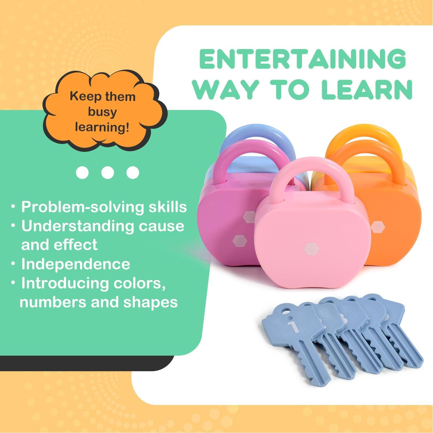 Juguete de Causa y Efecto GEERAY - Set de Cerraduras y Llaves Montessori