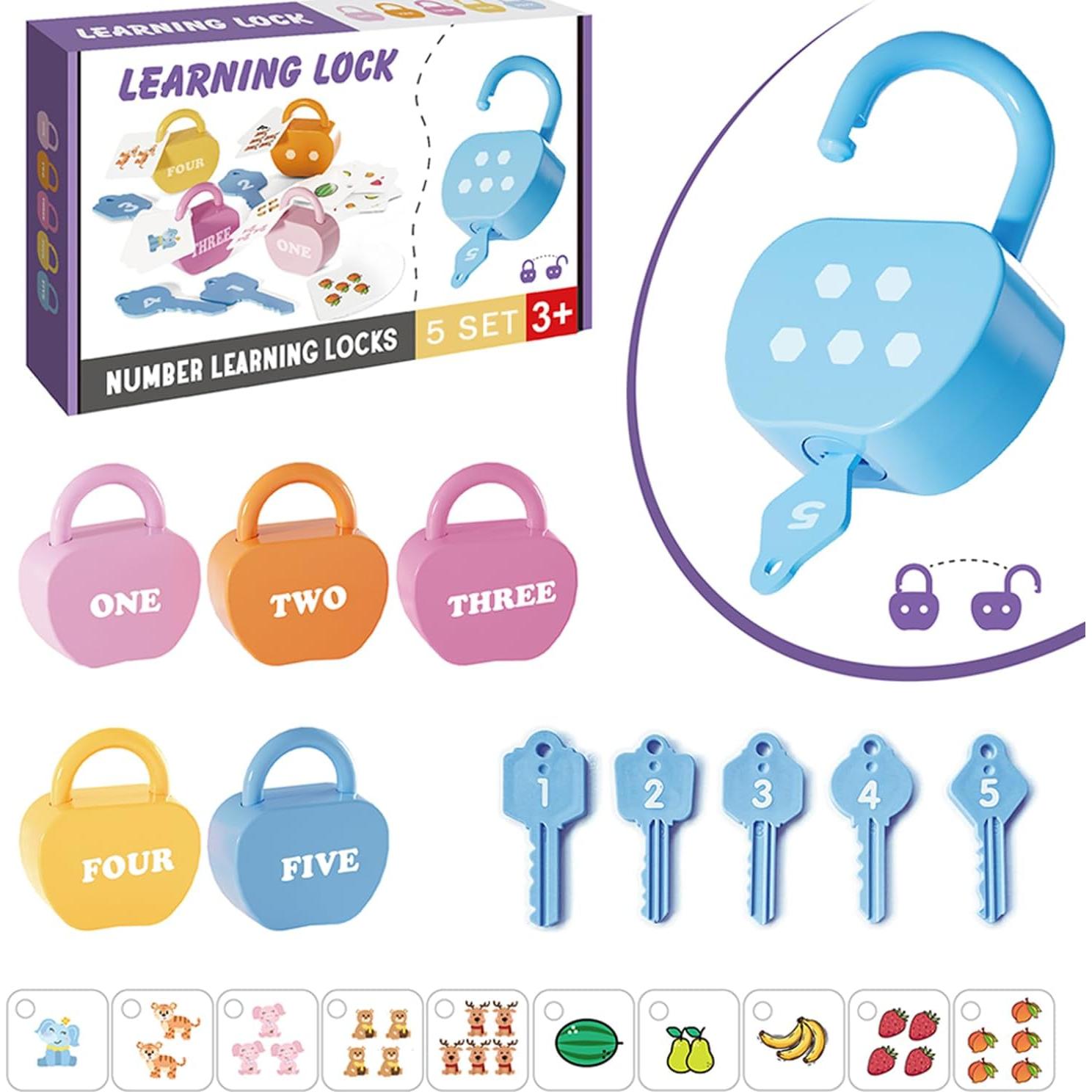 Juguete de Causa y Efecto GEERAY - Set de Cerraduras y Llaves Montessori