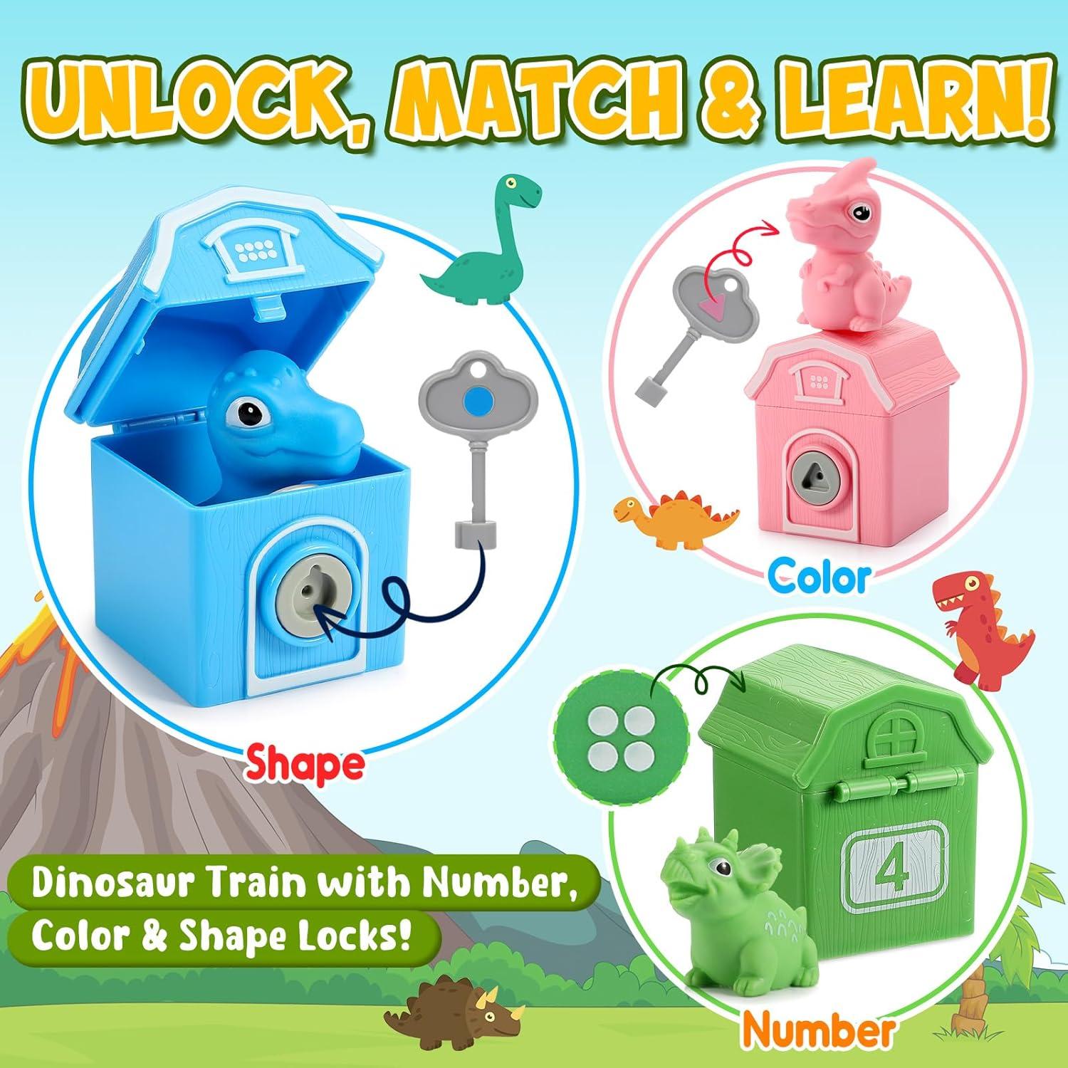 Juguete de Aprendizaje Montessori IPORUP Tren Dinosaurios 32x21 cm