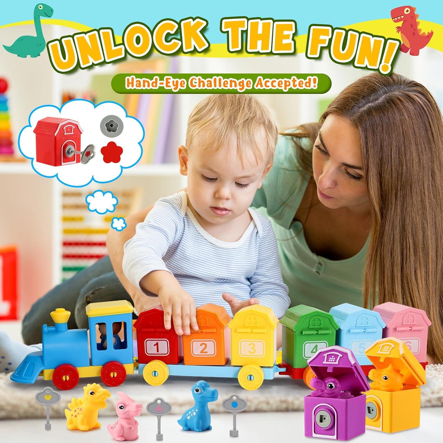 Juguete de Aprendizaje Montessori IPORUP Tren Dinosaurios 32x21 cm