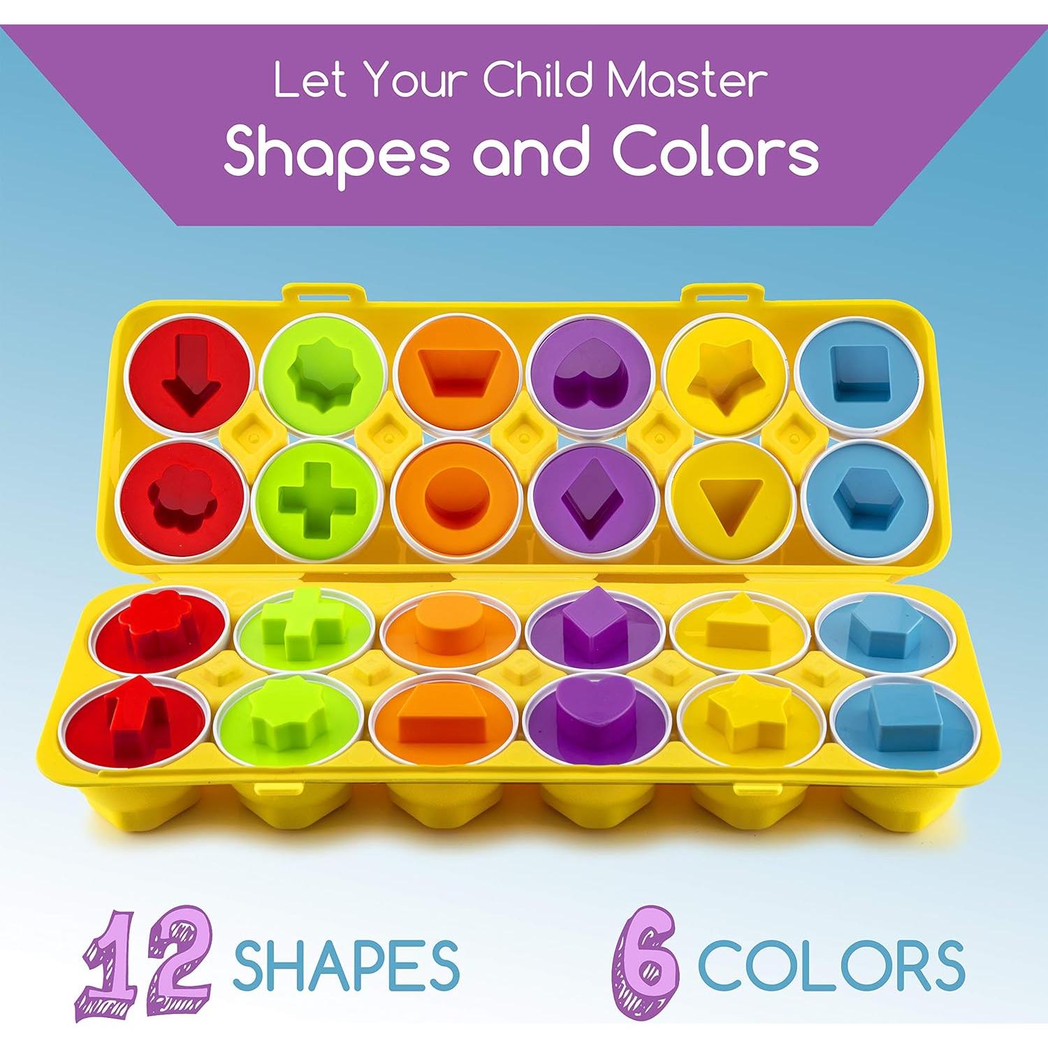 Set de 12 Huevos de Coincidencia de Formas y Colores Play Brainy - Juguete Educativo Montessori para Niños