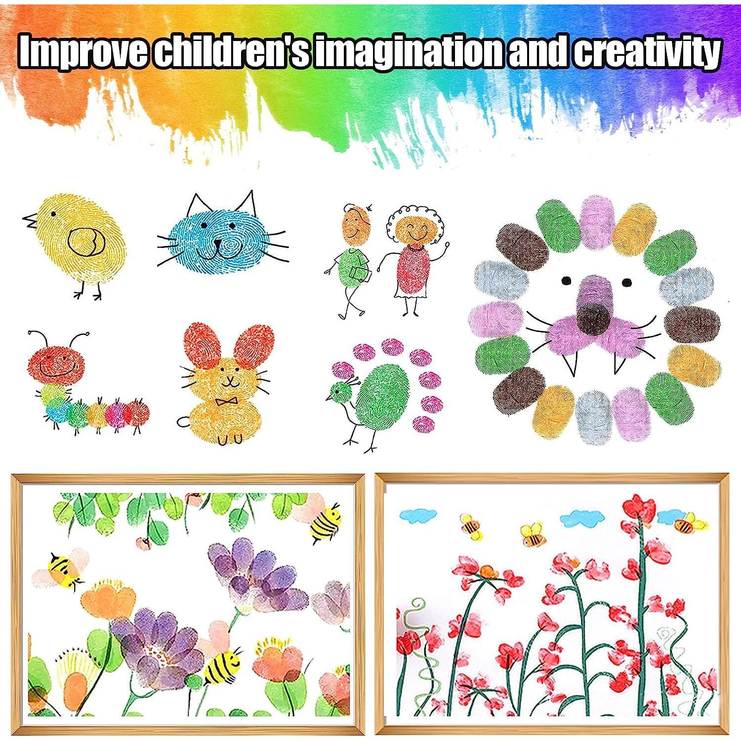 Almohadillas de Tinta Grandes Biggun - 8 Colores Lavables para Niños