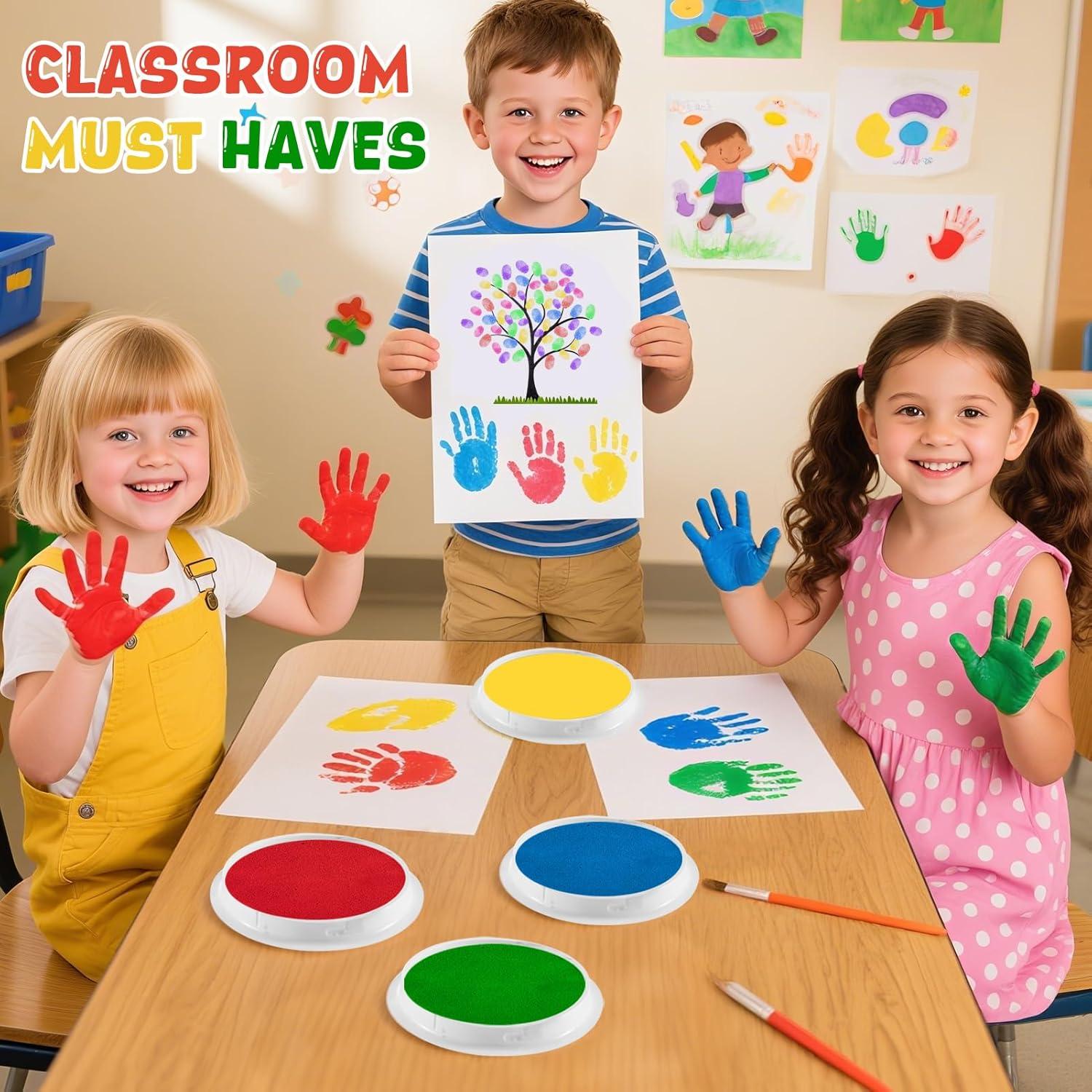 Almohadillas de Tinta Grandes Biggun - 8 Colores Lavables para Niños