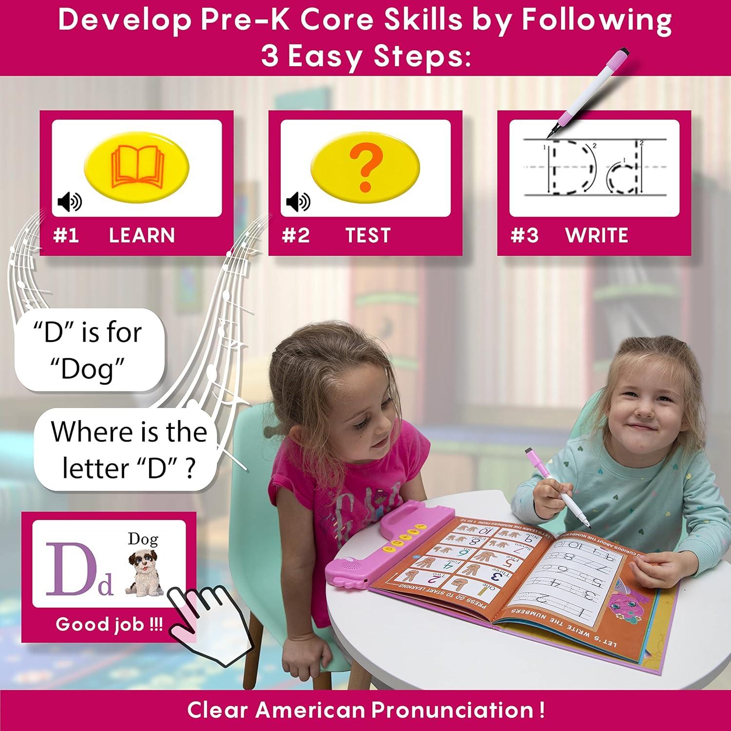 Libro Interactivo Curioso 2 Aprender ABC Rosa - 3+ Años