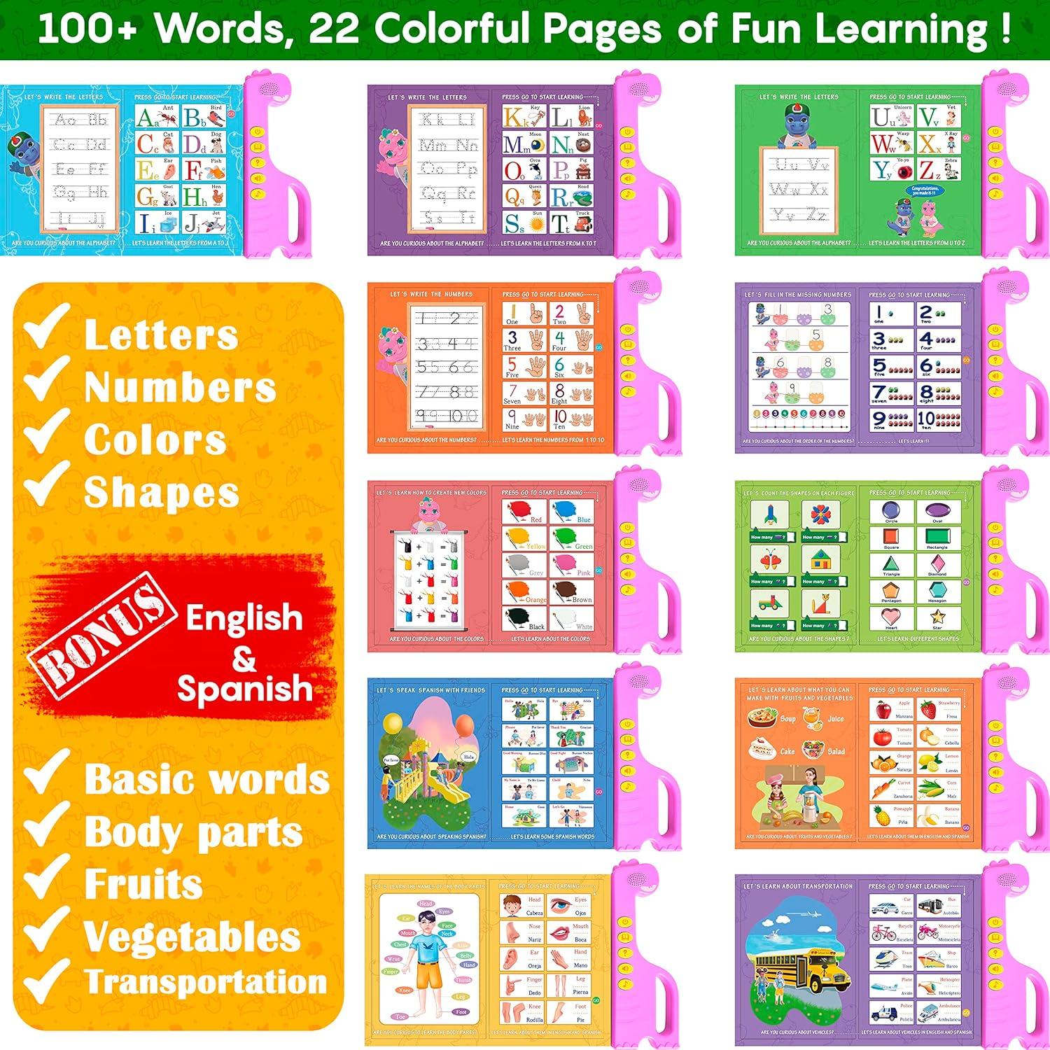 Libro Interactivo Curioso 2 Aprender ABC Rosa - 3+ Años