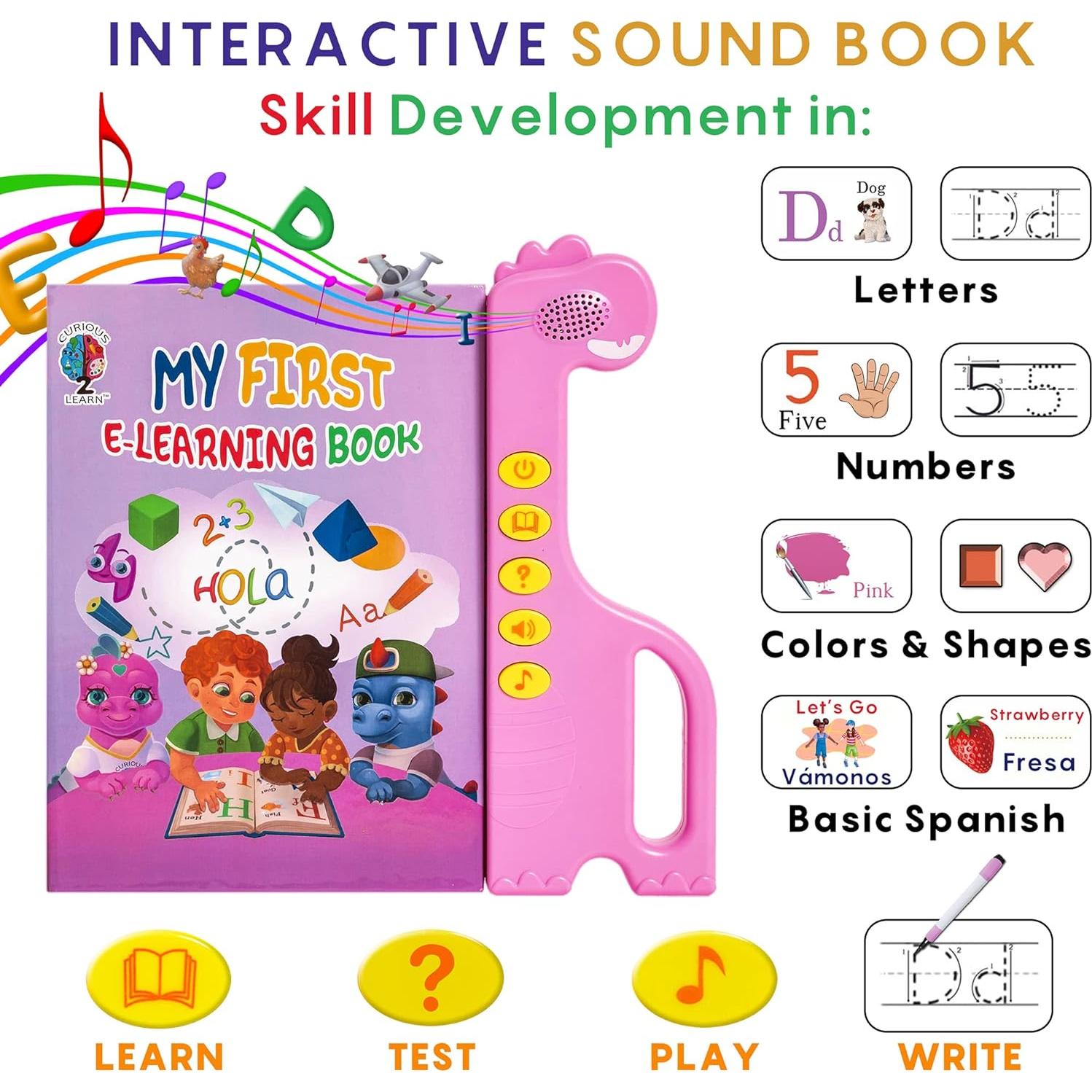 Libro Interactivo Curioso 2 Aprender ABC Rosa - 3+ Años
