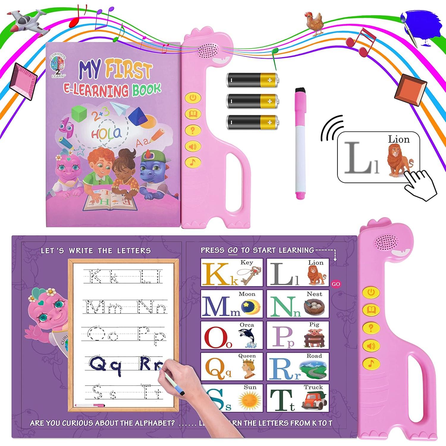 Libro Interactivo Curioso 2 Aprender ABC Rosa - 3+ Años