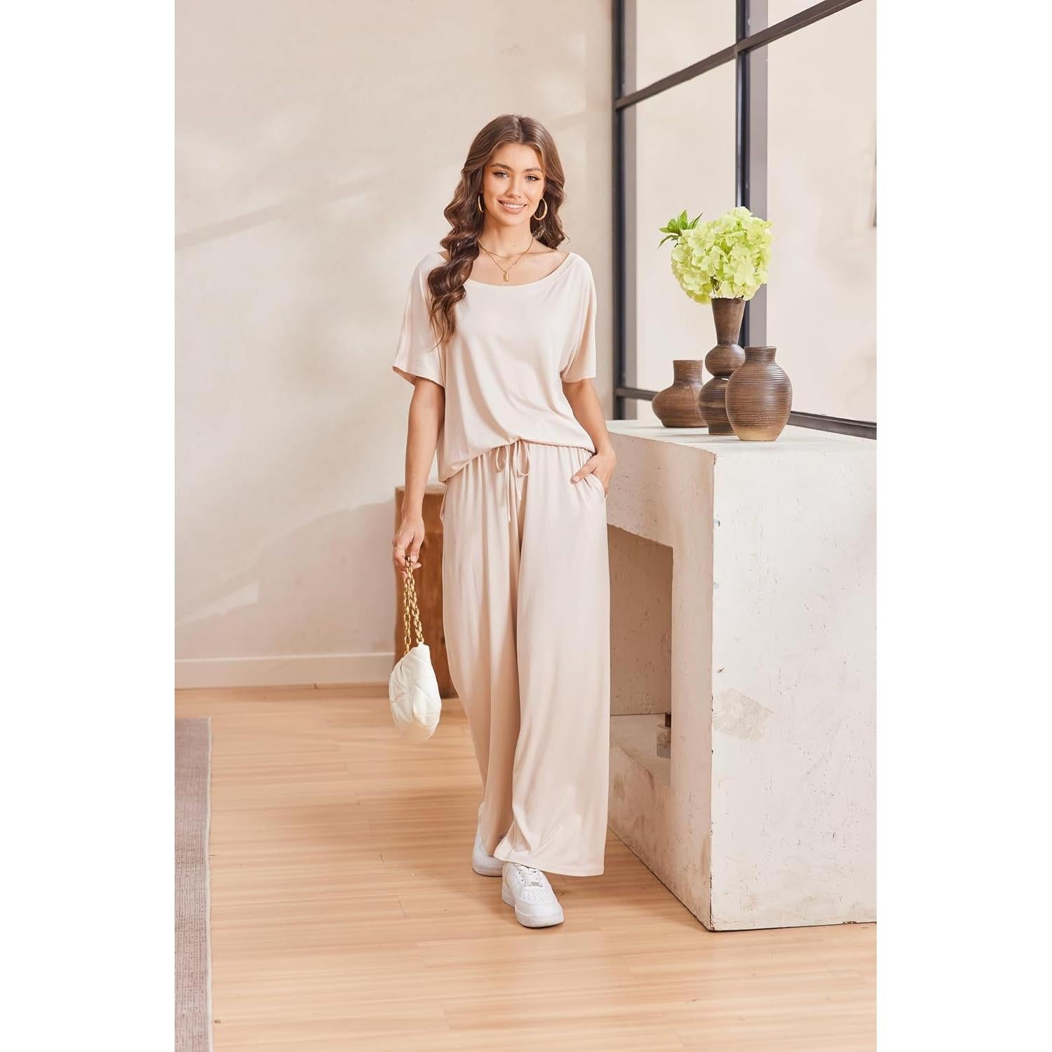 Conjunto de Lounge para Mujeres Cnlinkco Caqui 2 Piezas