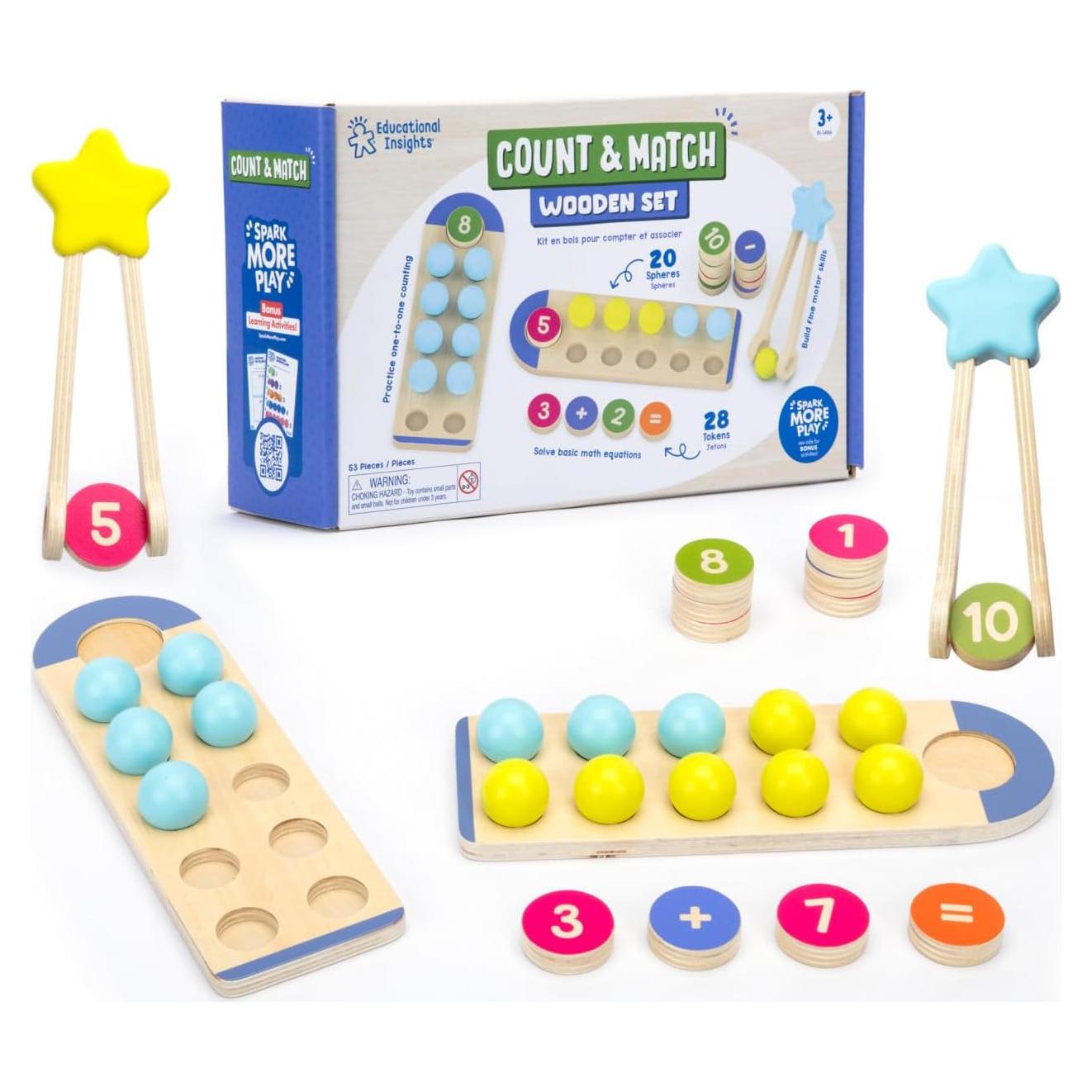Conjunto de Madera Contar y Coincidir Educational Insights - Juguete Matemático para Niños de 3 a 7 Años
