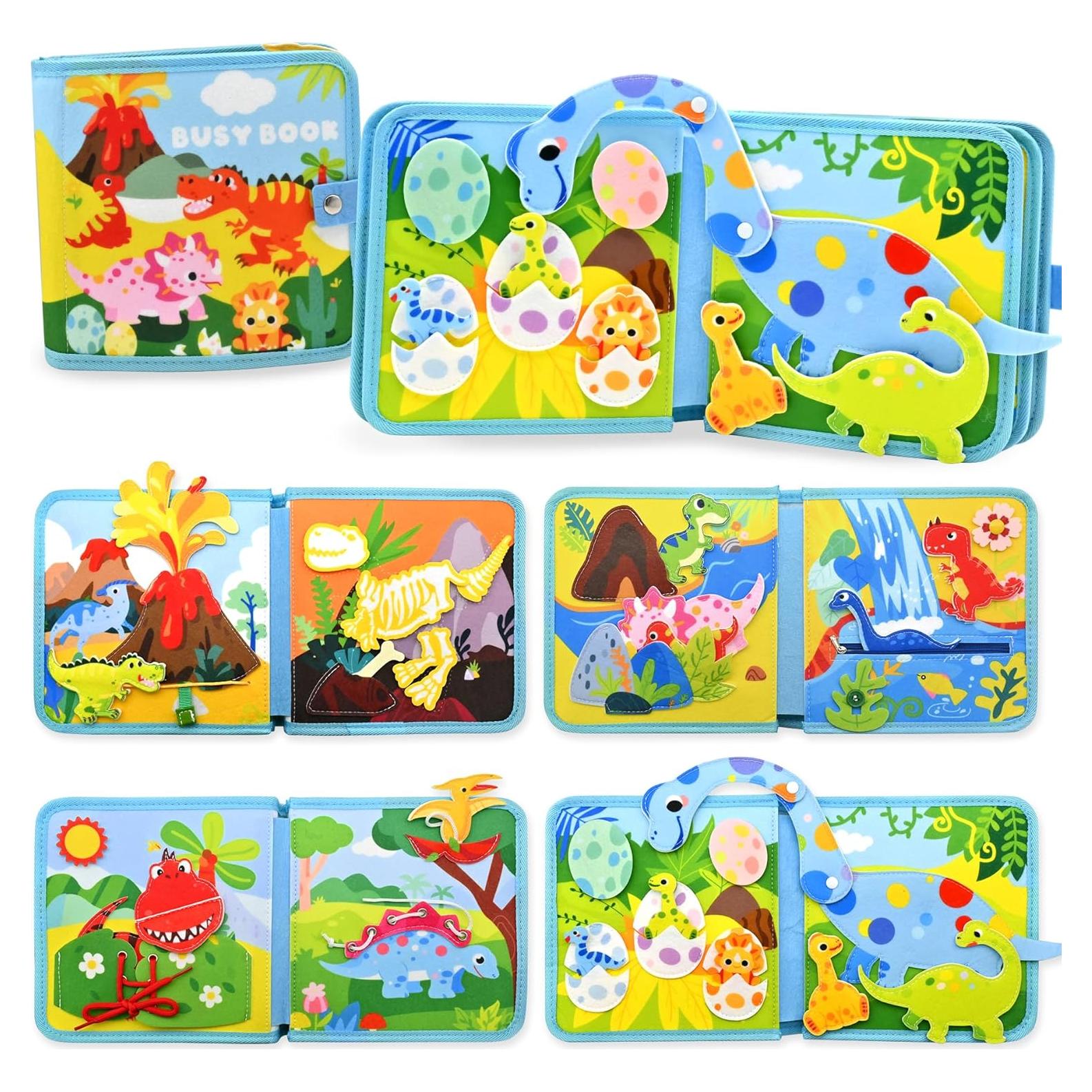 Libro Ocupado de Dinosaurios Meafeng 15-en-1 para Niños 1-3 Años