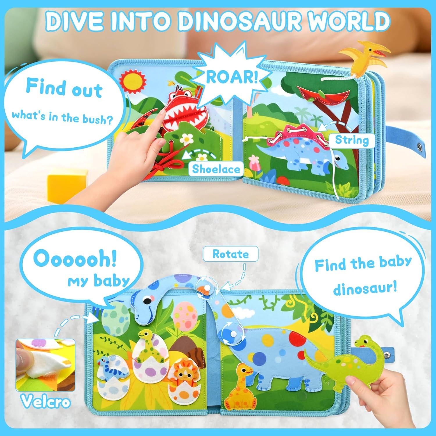Libro Ocupado de Dinosaurios Meafeng 15-en-1 para Niños 1-3 Años