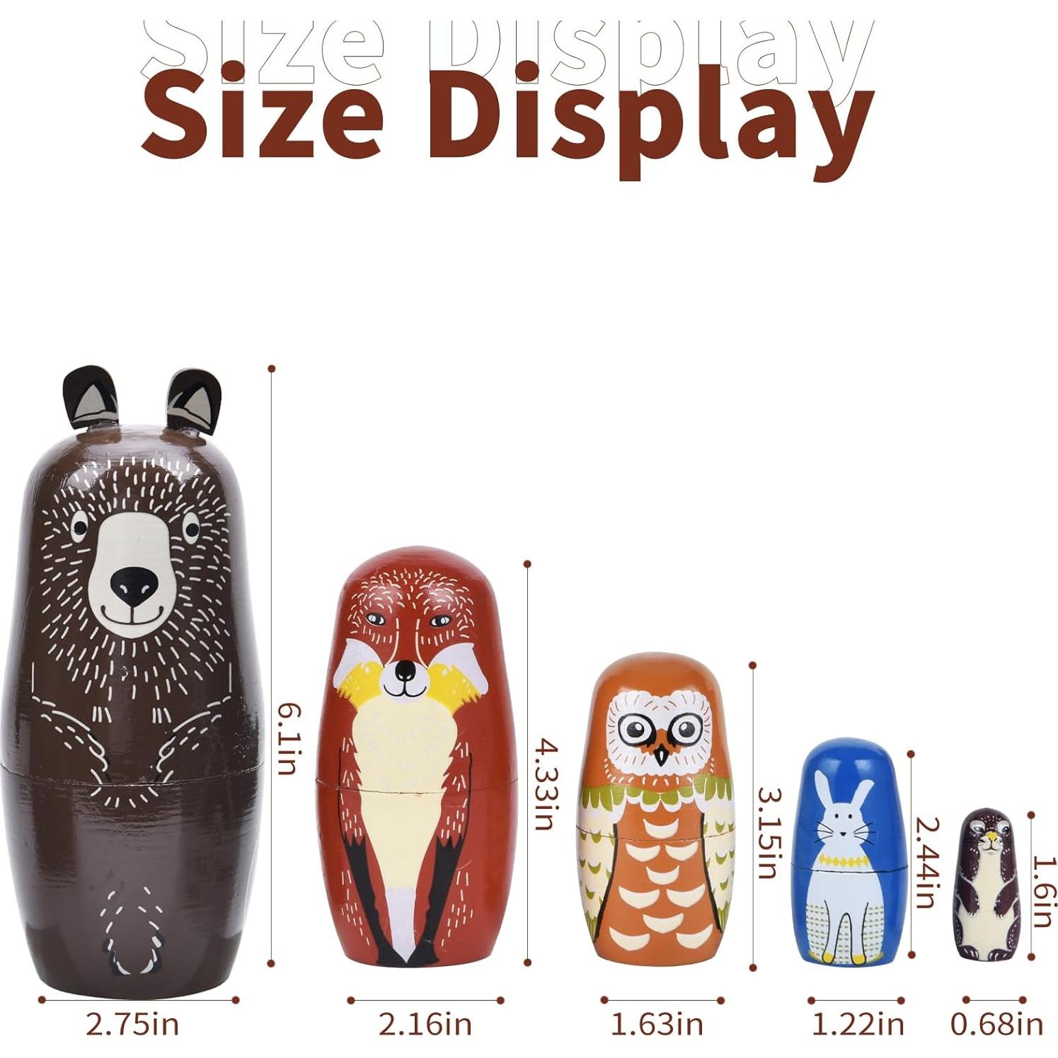 Muñecas Matryoshka de Madera 5 Piezas 15 cm Oso Marrón