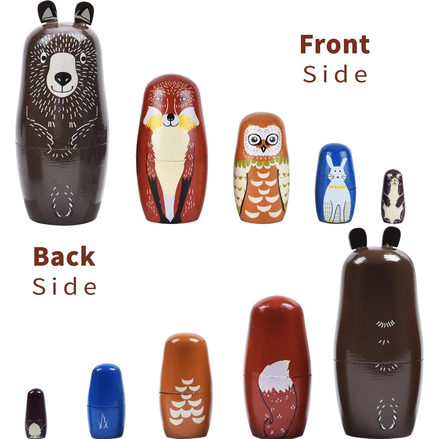 Muñecas Matryoshka de Madera 5 Piezas 15 cm Oso Marrón