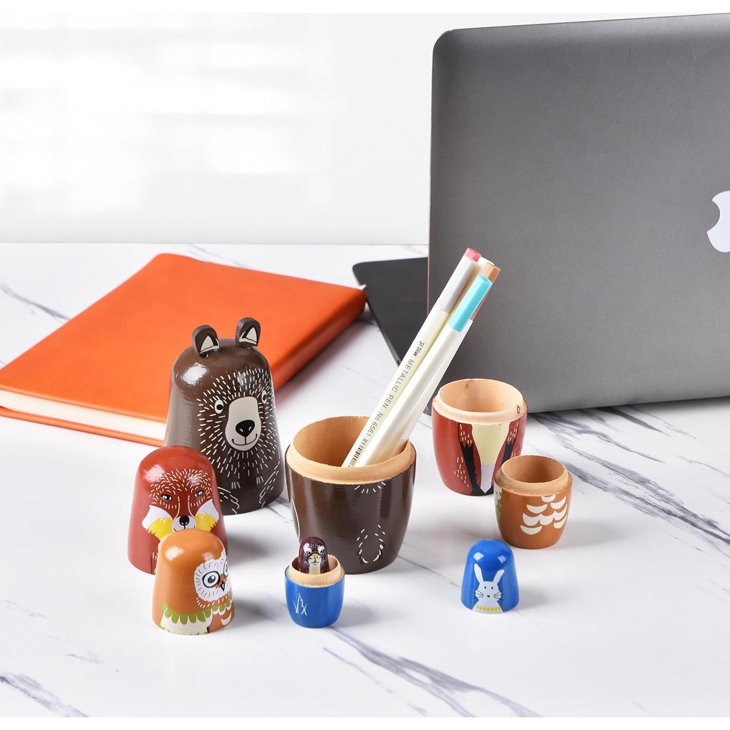 Muñecas Matryoshka de Madera 5 Piezas 15 cm Oso Marrón