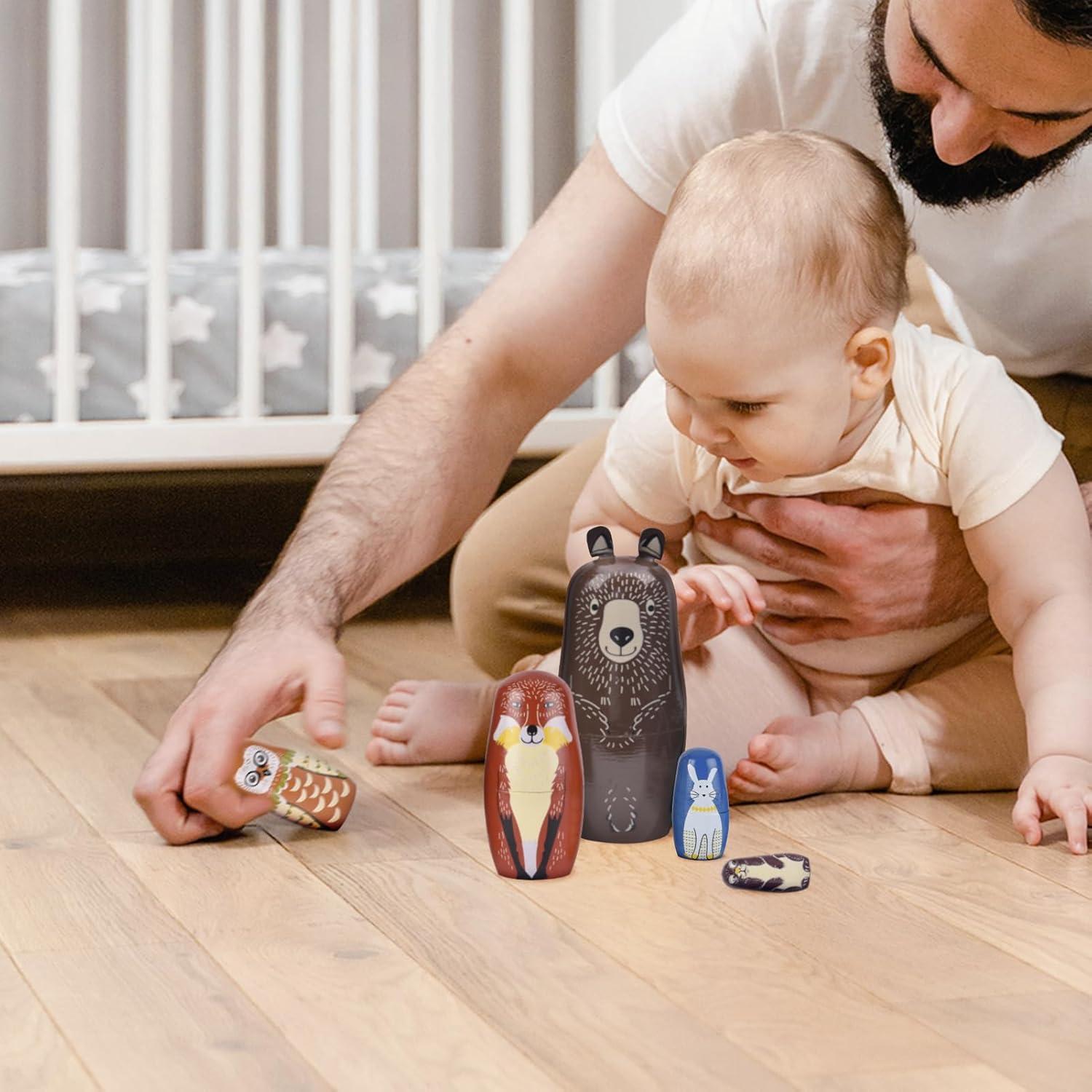 Muñecas Matryoshka de Madera 5 Piezas 15 cm Oso Marrón